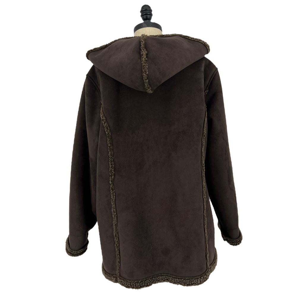 LL Bean Sherpa lined toggle buttons brown Heavy winter coat Sz XL-petite. - Picture 3 of 10